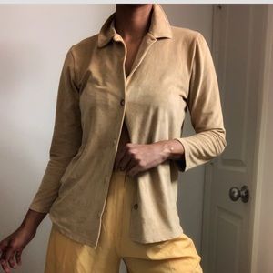 Faux suede vintage button down